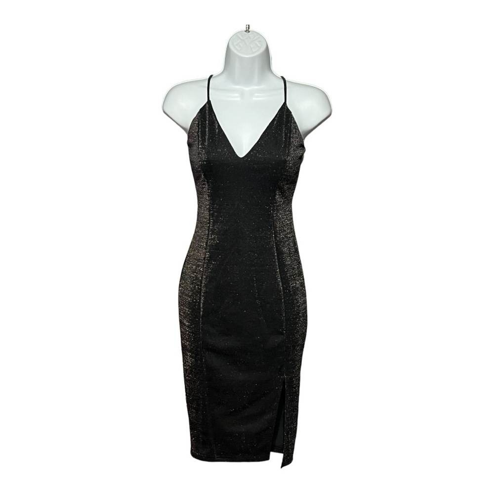 Privy Shimmery Black Dress Stretchy Sexy Mini Small